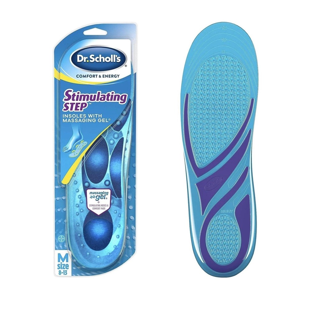 Dr. Scholl's Stimulating Step Insoles Men's M 8-13 Massaging Gel Comfort‎ Energy